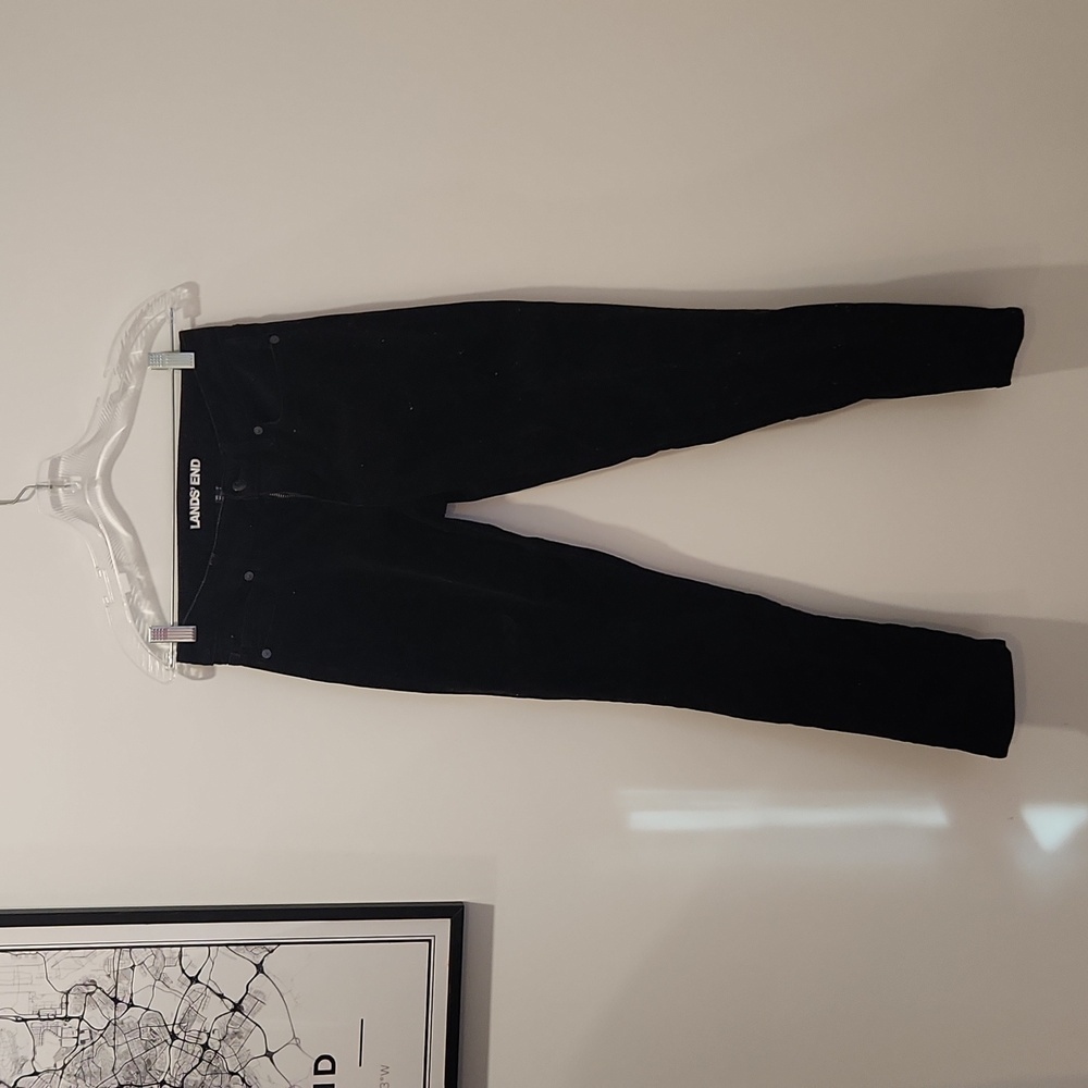 LANDS END BLACK CORDUROY PANTS SIZE 2 PETITE
